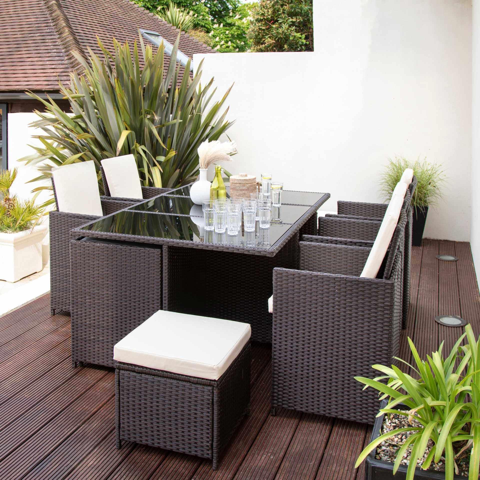 Bella Life Rattan Cube Garden Furniture Set (10 seater, Brown)