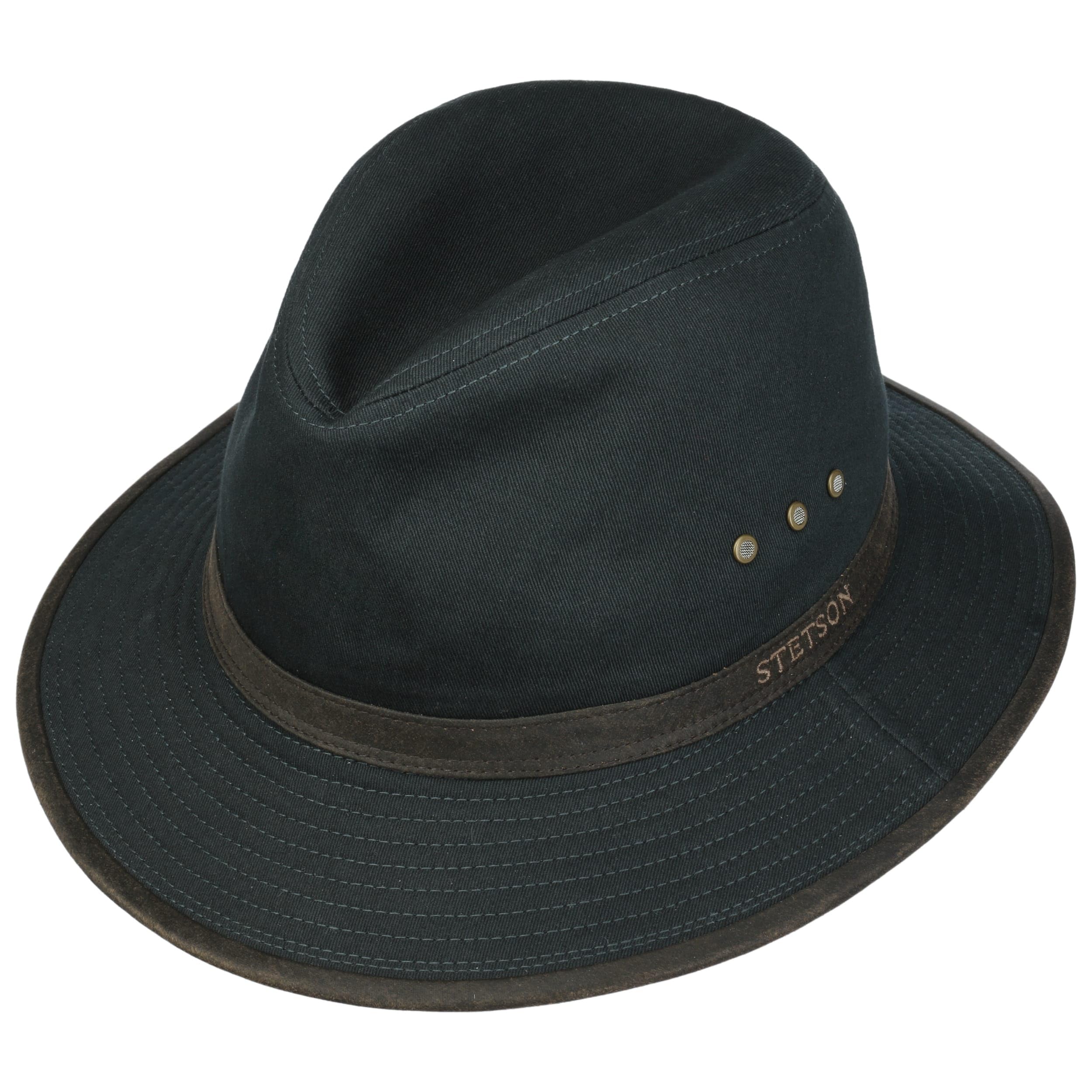 Stetson Sombrero de Algodón AVA Hombre - Outback Aventurero con Banda Piel, Ribete Verano Primavera/Verano
