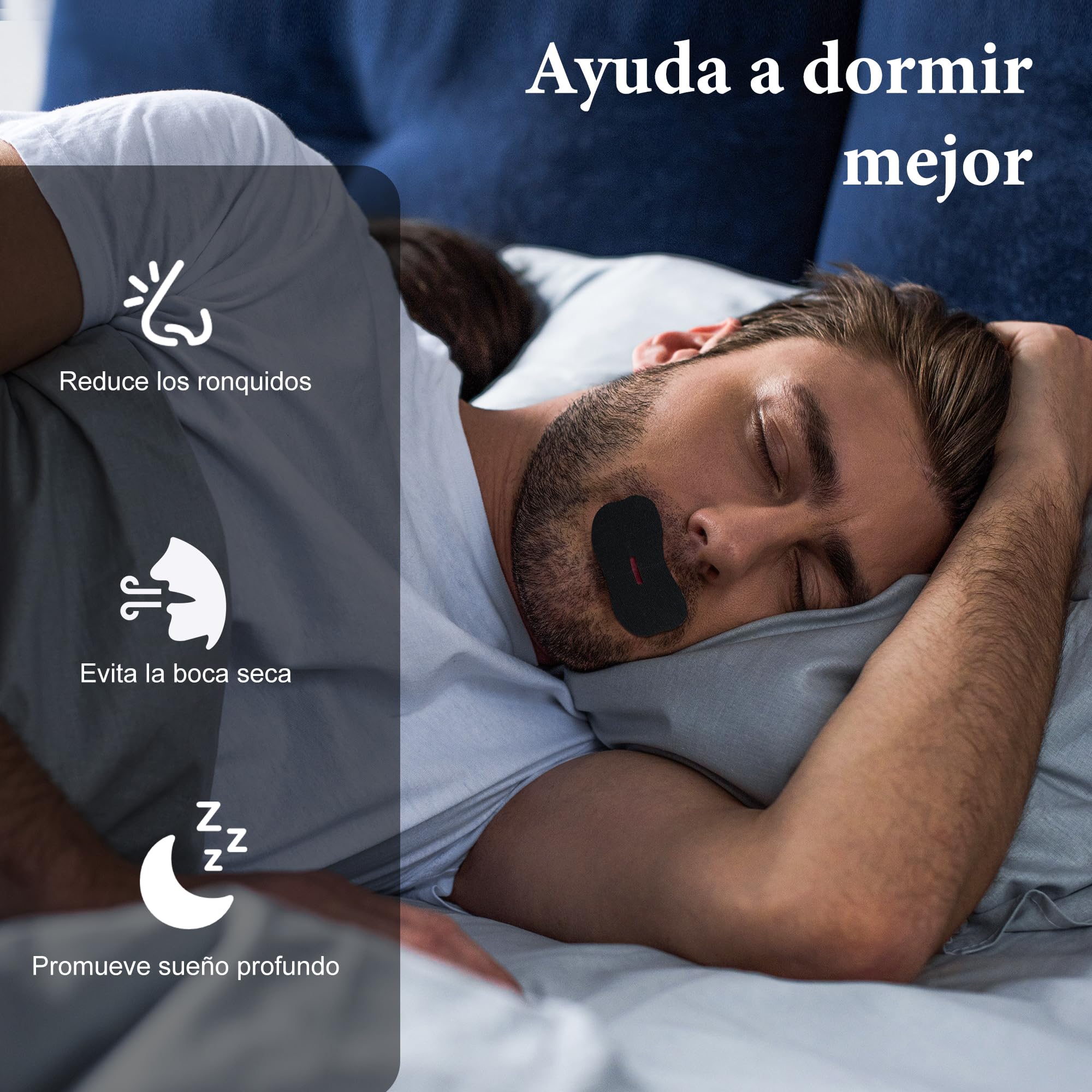Cinta Bucal para Dormir 100 Piezas, Anti Ronquidos Tiras Bucales Antirronquidos, Mouth Tape for Sleeping, Desarrolla el Hábito de la Respiración Nasal - 2