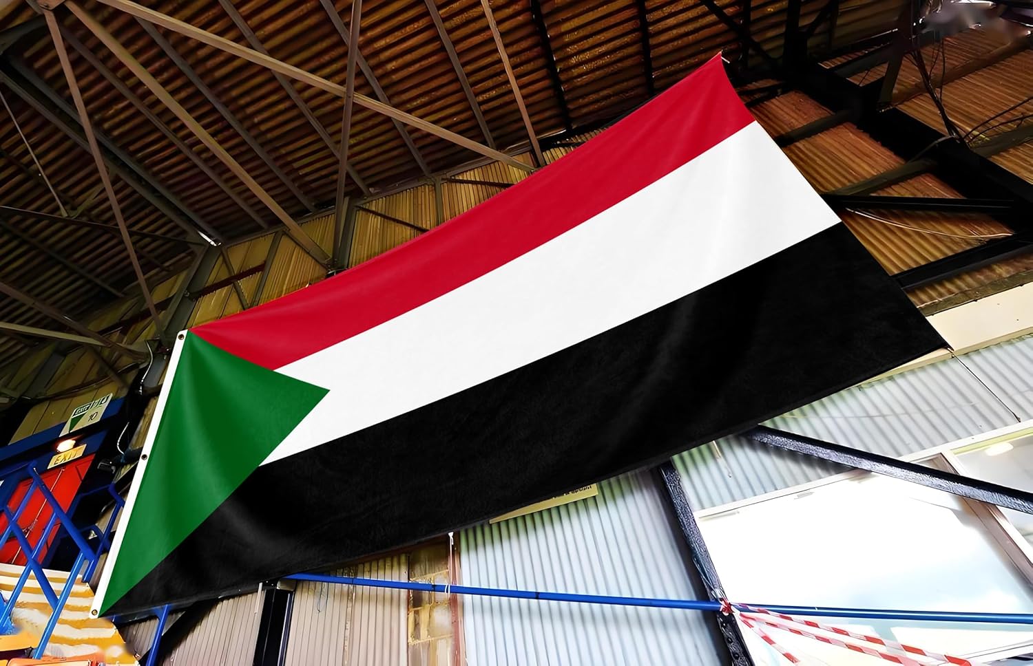 Sudan Extra Large Flag 6x10FT Giant Sudanese National Polyester Flag With 3 Grommets For Patriotic Sudanese Themed Festival Events Party Decoration(Sudan, 6x10FT)