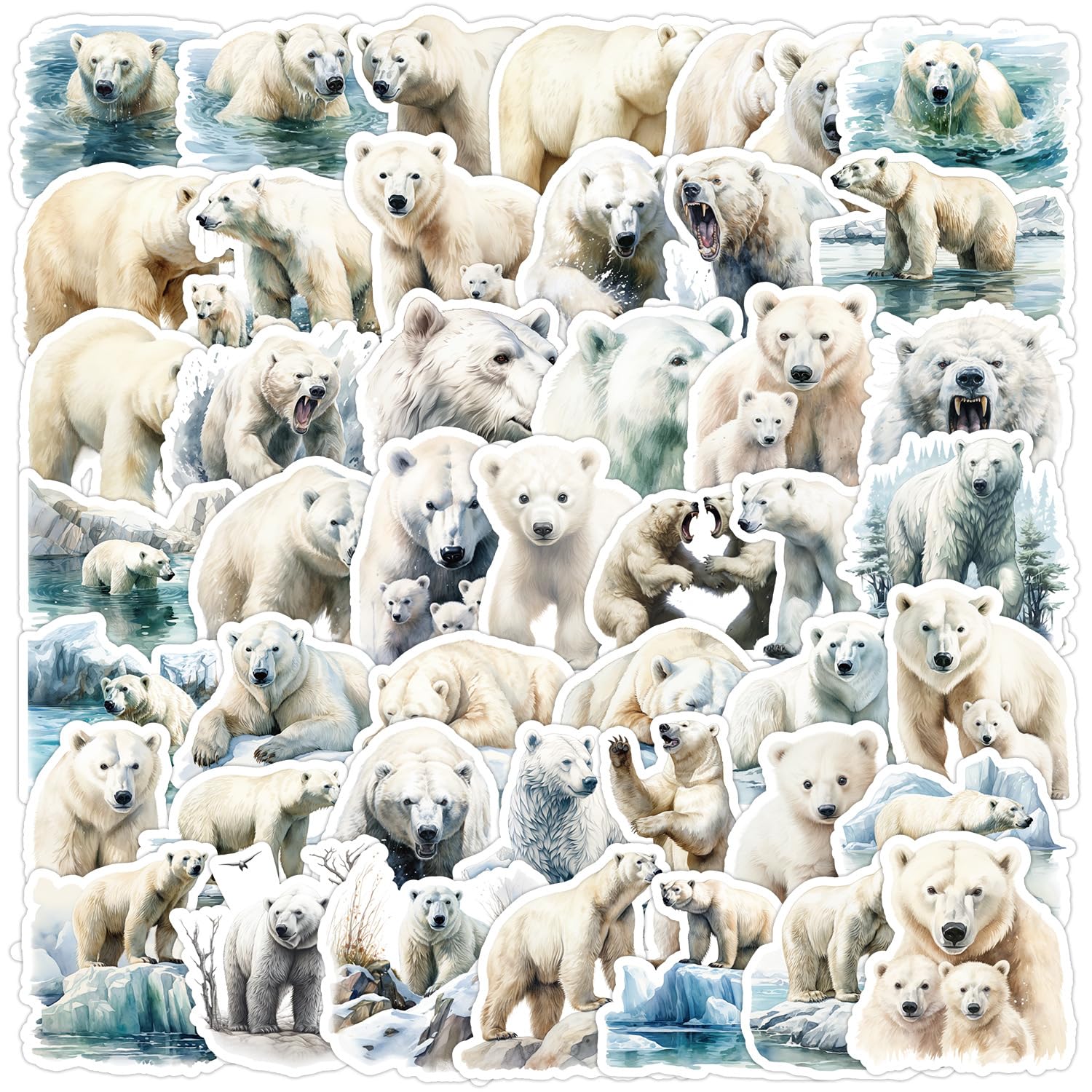 Polar Bear Stickers 100PCS for Laptop Water Bottle Scrapbook Bike Phone Skateboard Computer Bicycle Journal Guitar Helmet,Cute Cartoon Animals Graffiti Aesthetic Decals for Teens Kids Adults - Image 2