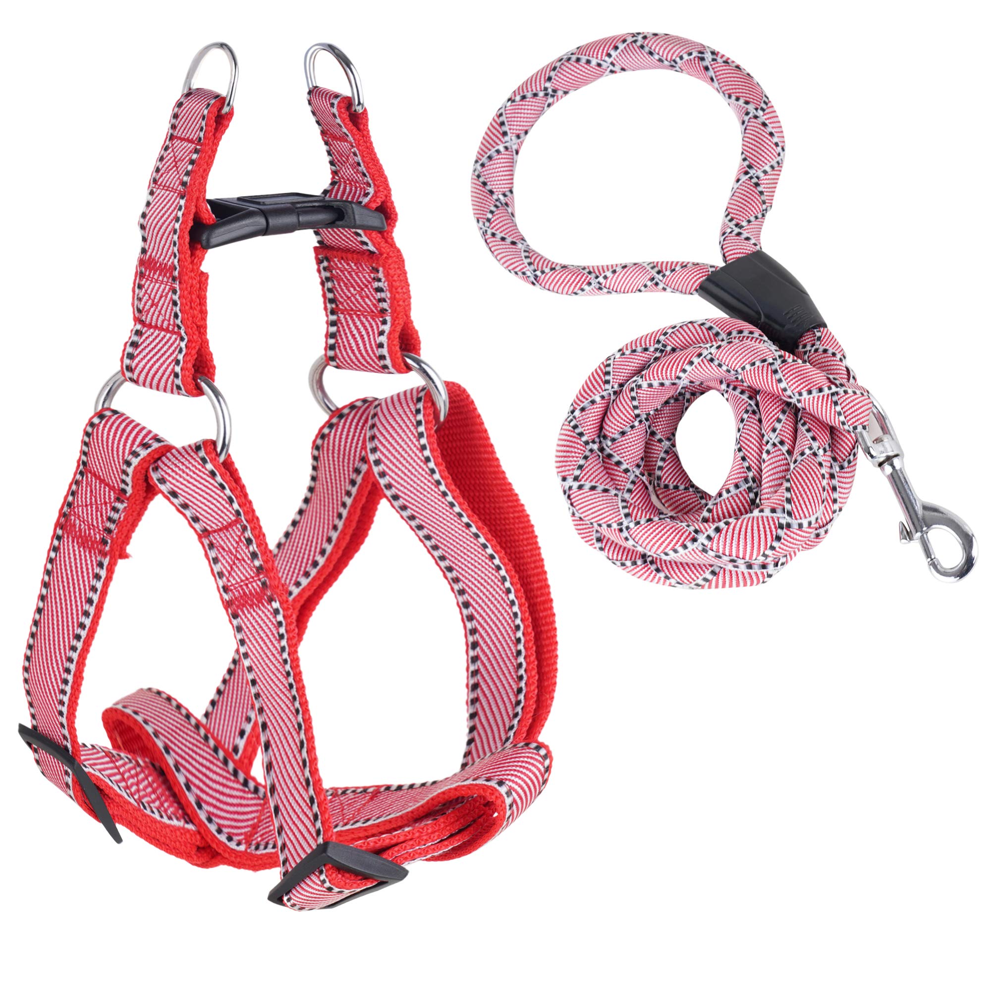 KUTKUT Braided Nylon Rope and Adjustable Harness with Heavy Duty Leash Set for Dogs - AH025_L (B08PS76SX4) Amazon Price History, Amazon Price Tracker