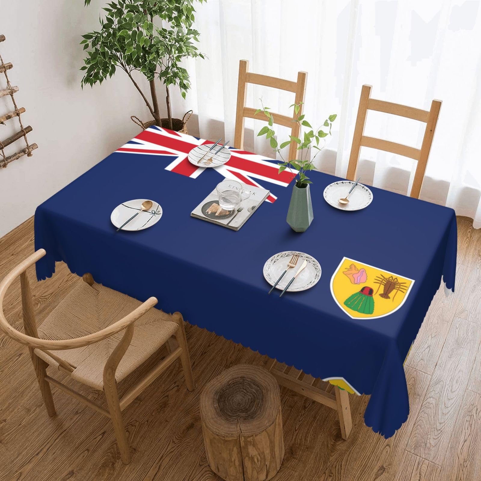HLBSDM Flag of The Turks and Caicos Islands Square Lace Tablecloth, 54x72 Inch Restaurant Decorative Tablecloth, Party Banquet Indoor and Outdoor Universal Tablecloth