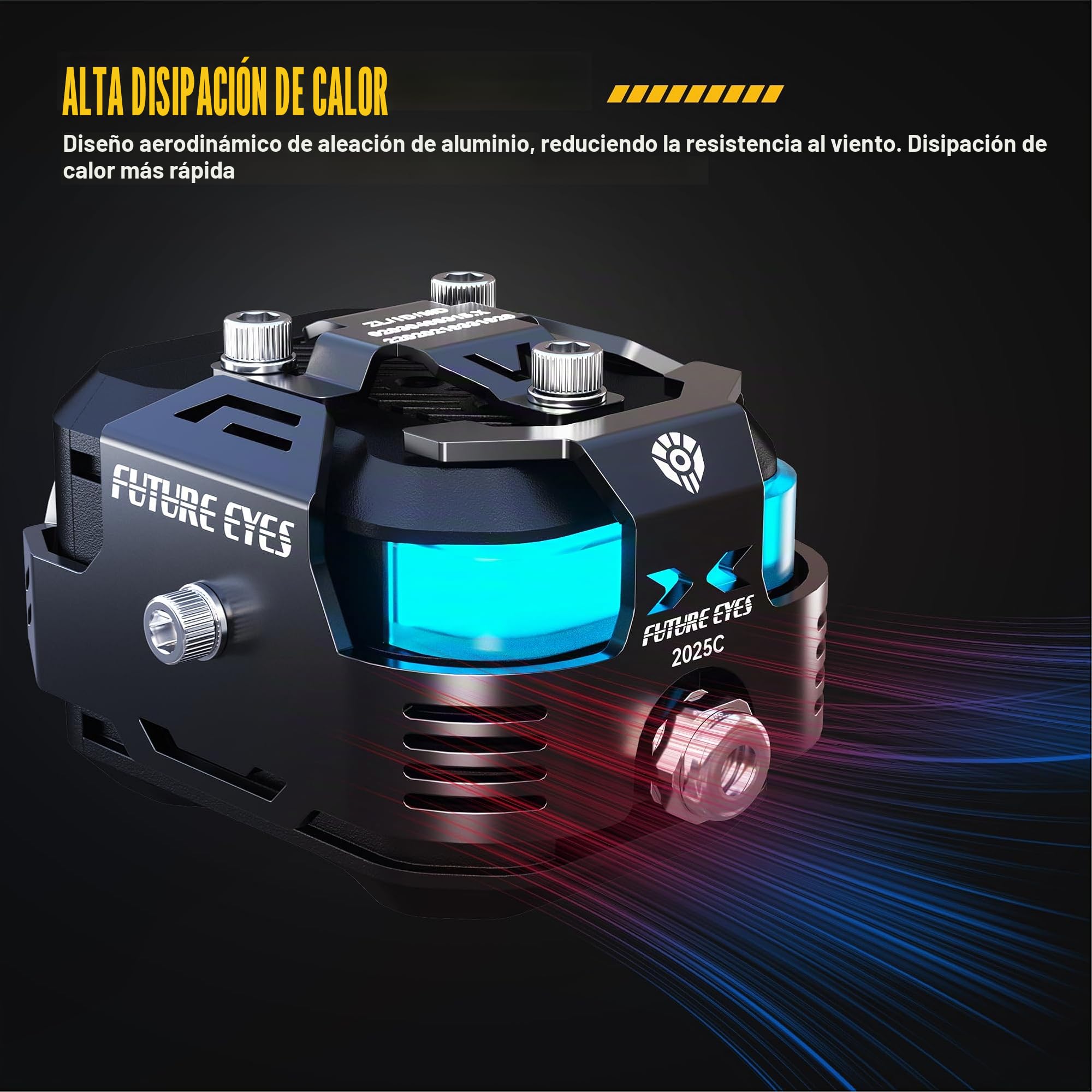 Future Eyes Faros LED Moto 6000LM 60W, Luces Homologadas ECE E-Mark E57, Faros Auxiliares Antiniebla IP67, Luces Exploradoras, Faros Potentes Anti-deslumbramiento 360°