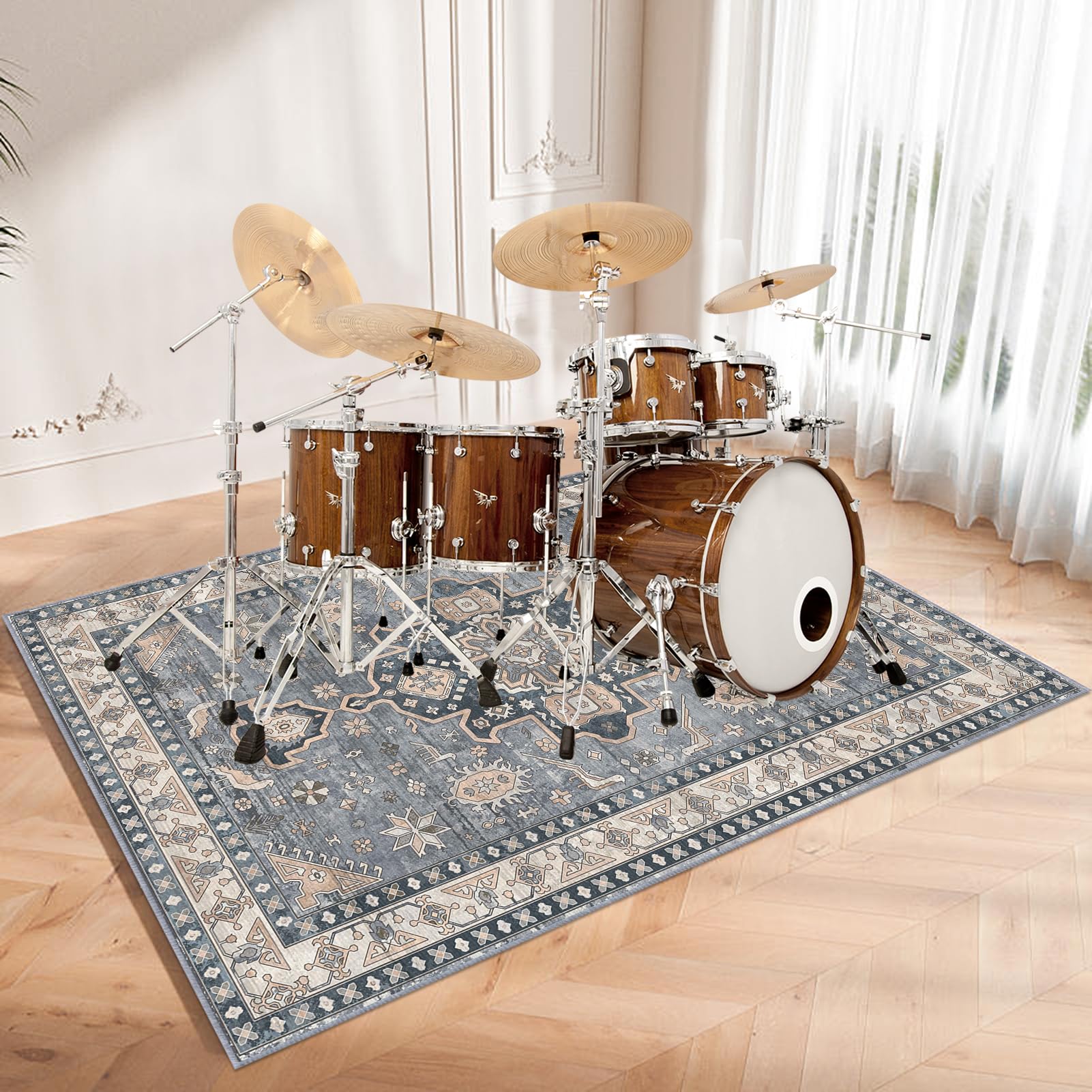 Alfombra Bateria Electronica Antivibrante Antideslizante Alfombras Bateria 150 x 120 cm Insonorizacion Alfombrilla de Tambor para Baterías Acústico Caja Bombo y Otros Instrumentos Musicales