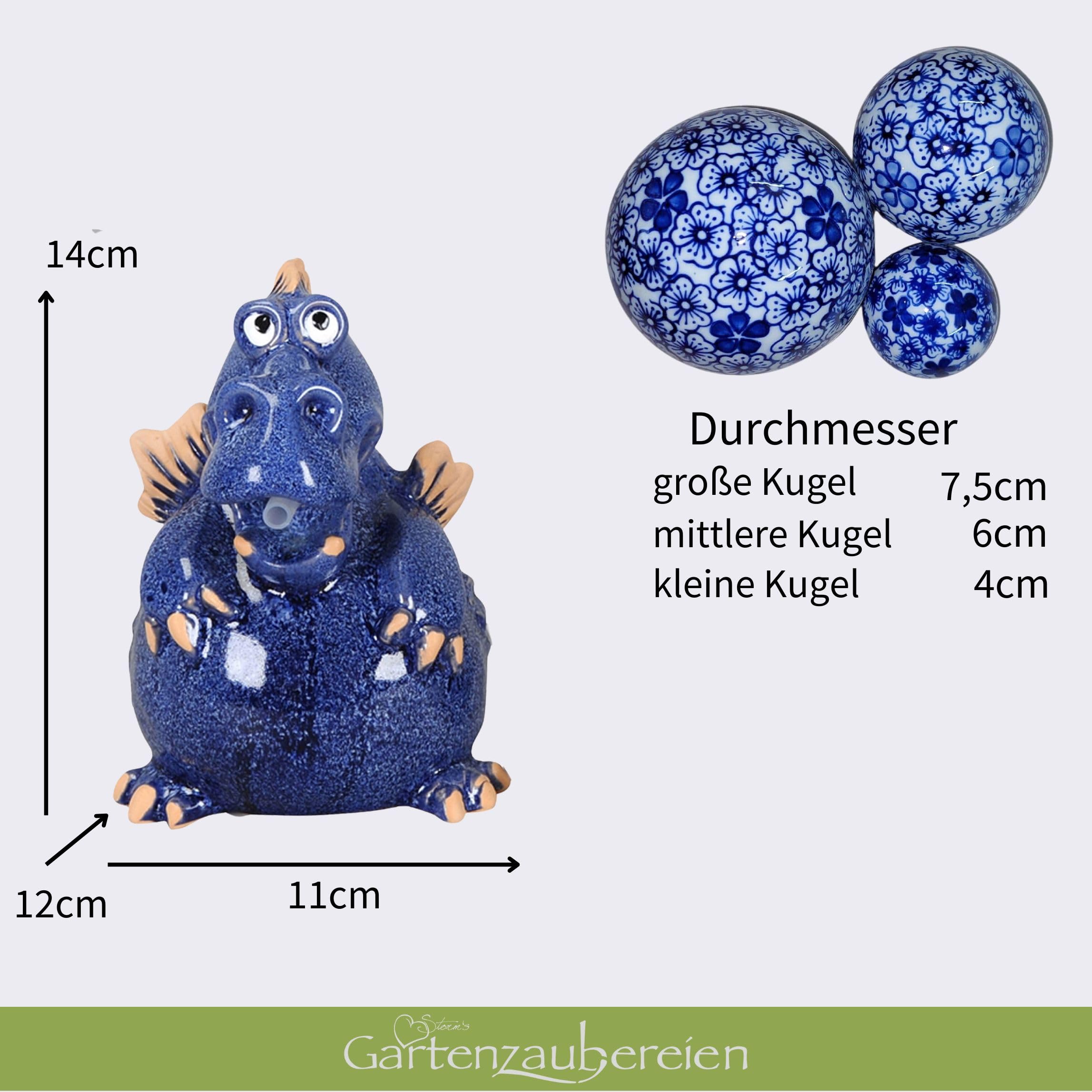 Storm's Gartenzaubereien Miniteich Set Holzkiste Teich Becken Wasserspeier Drache Pumpe Schwimmkugeln Teichkugeln