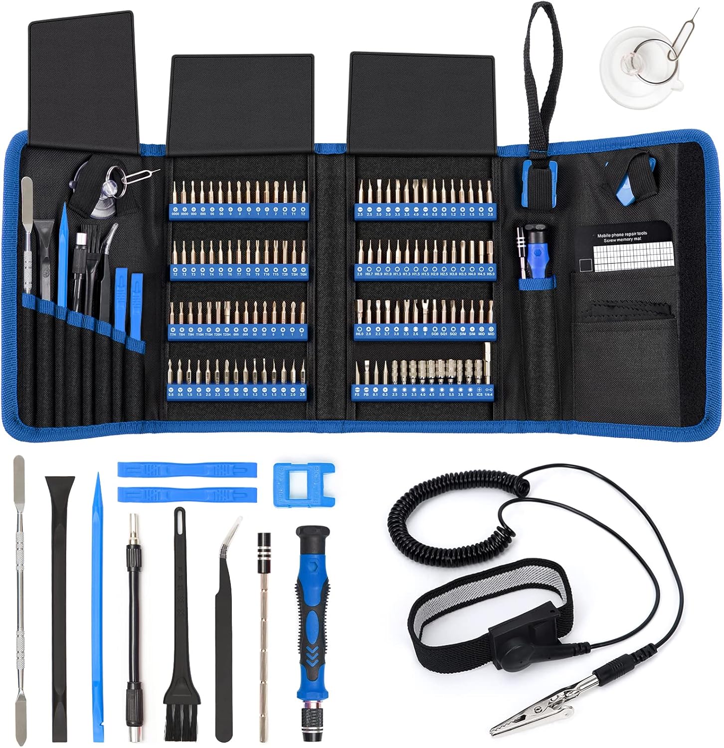 STREBITO Precision Screwdriver Set 142-Piece + Anti Static Wrist Strap Bundle, Electronics Repair Toolkit for iPhone, MacBook, Computer, Laptop, PC, Tablet, PS4, Xbox, Nintendo, Game Console