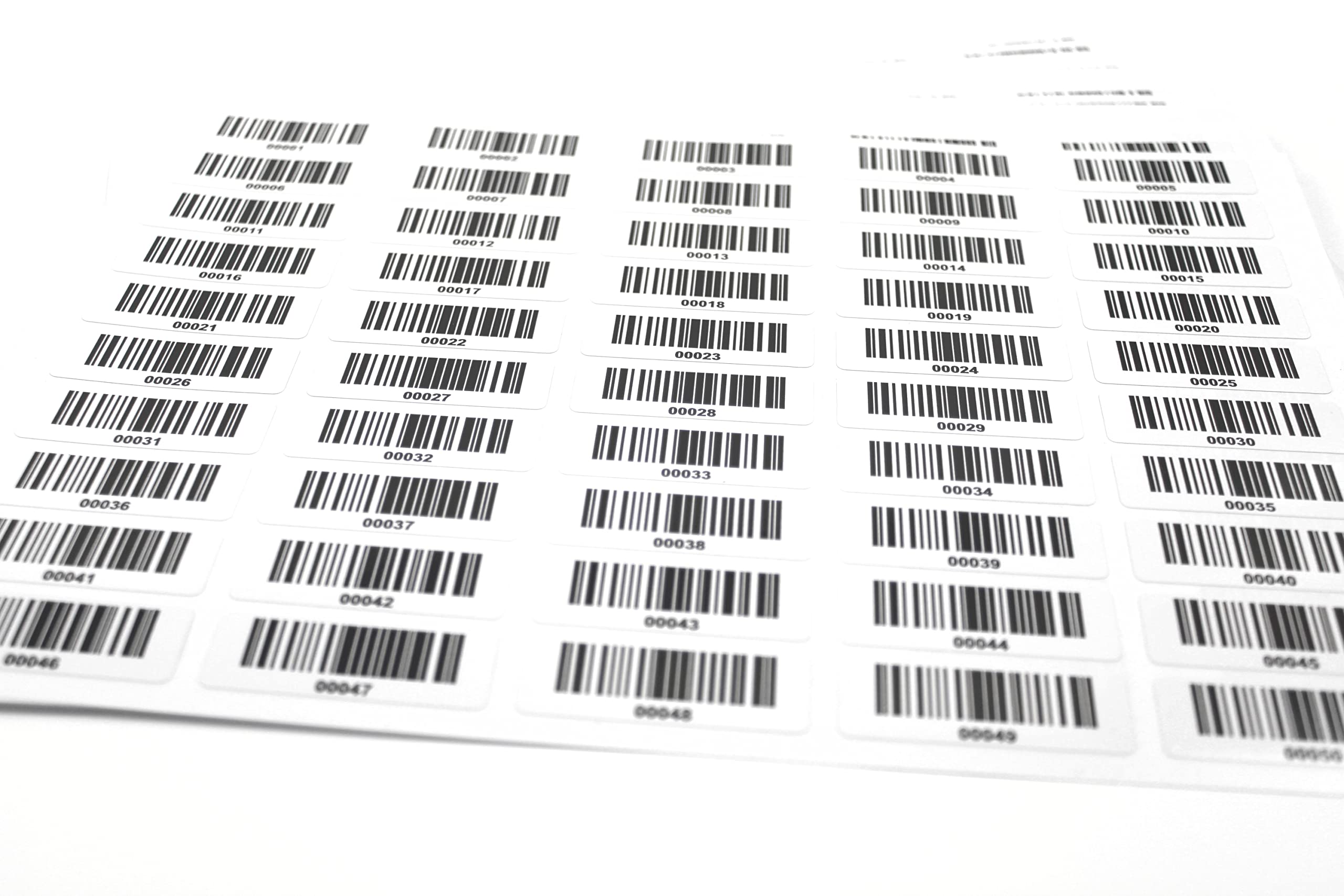 Etykieta z kodem kreskowym 1000 sztuk samoprzylepna, etykiety ciągłe 5-cyfrowe 00001-01000, testy elektryczne, certyfikacja DGUV, kod linii elektrotechnicznej128, 50x17 mm