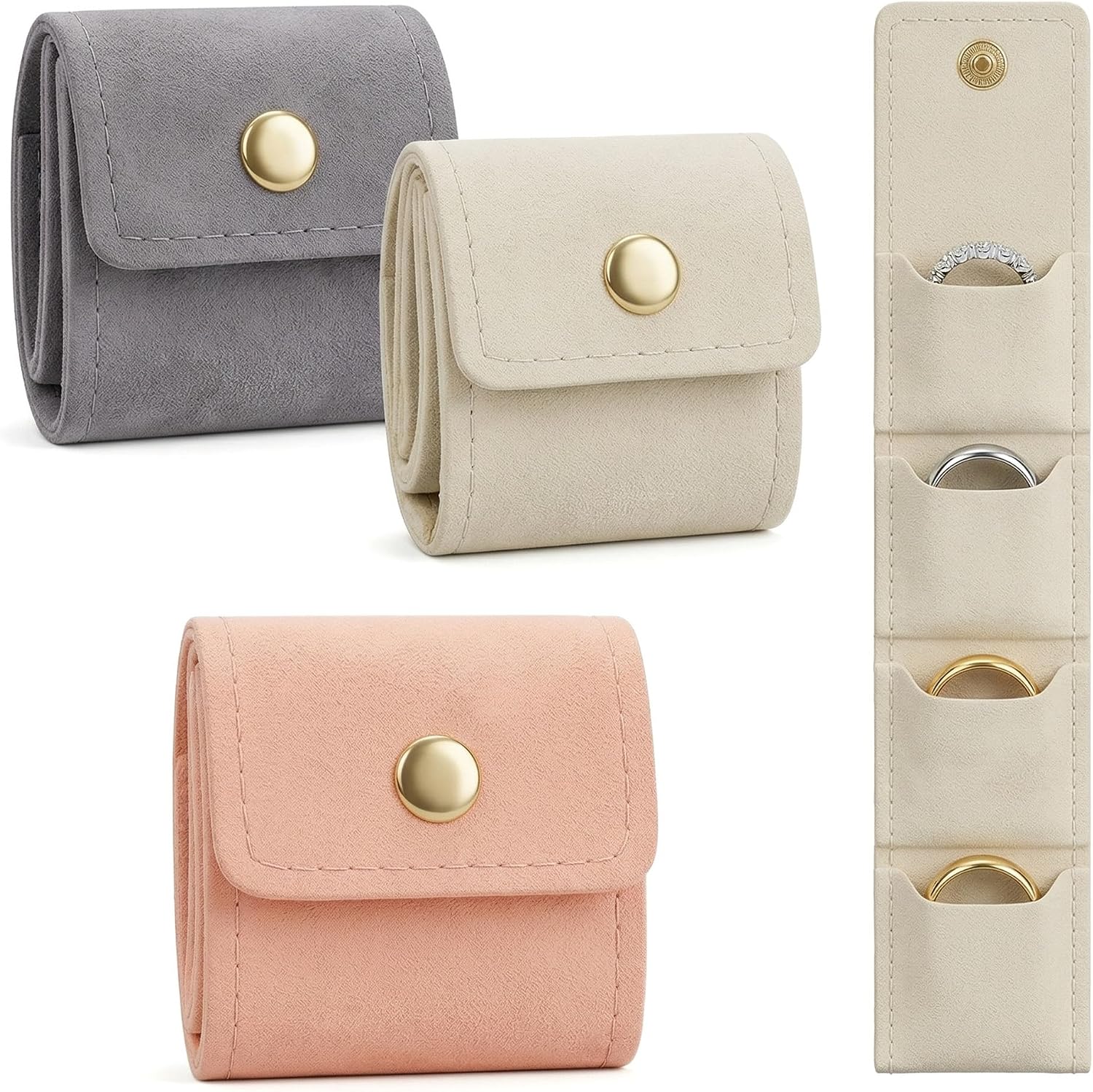 3Pcs Mini Travel Jewelry Bag, Small Pouch For Rings, Necklaces, Earrings, Portable Case, Tiny Organizer, Foldable Storage, Great Present