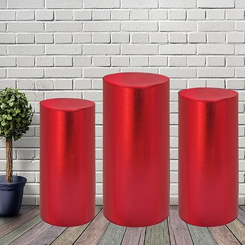 wangdahua Cubiertas de soporte de cilindro para fiesta, cubiertas de tela elástica bronceadora para soportes de pedestal de cilindro de metal, 3