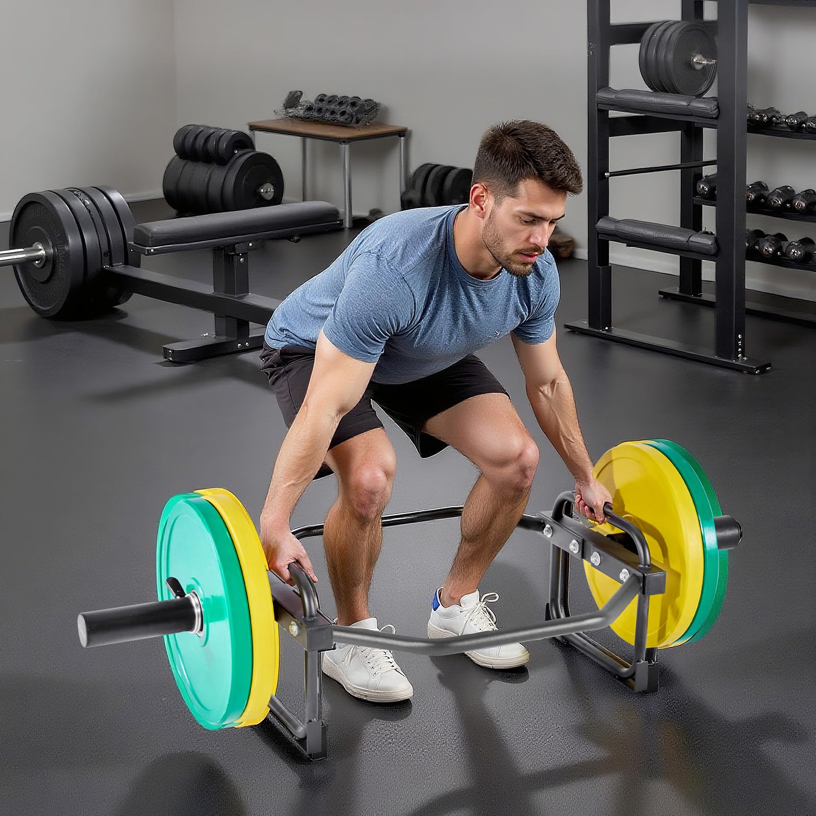 VEVOR Barre Hexagonale pour Disque de 5 cm, Trap Bar Charge 240 kg, Barre de Musculation Fitness pour Squats, Soulevés de Terre, Haussement d'Épaules et Haltérophilie, Salle de Sport, Noir