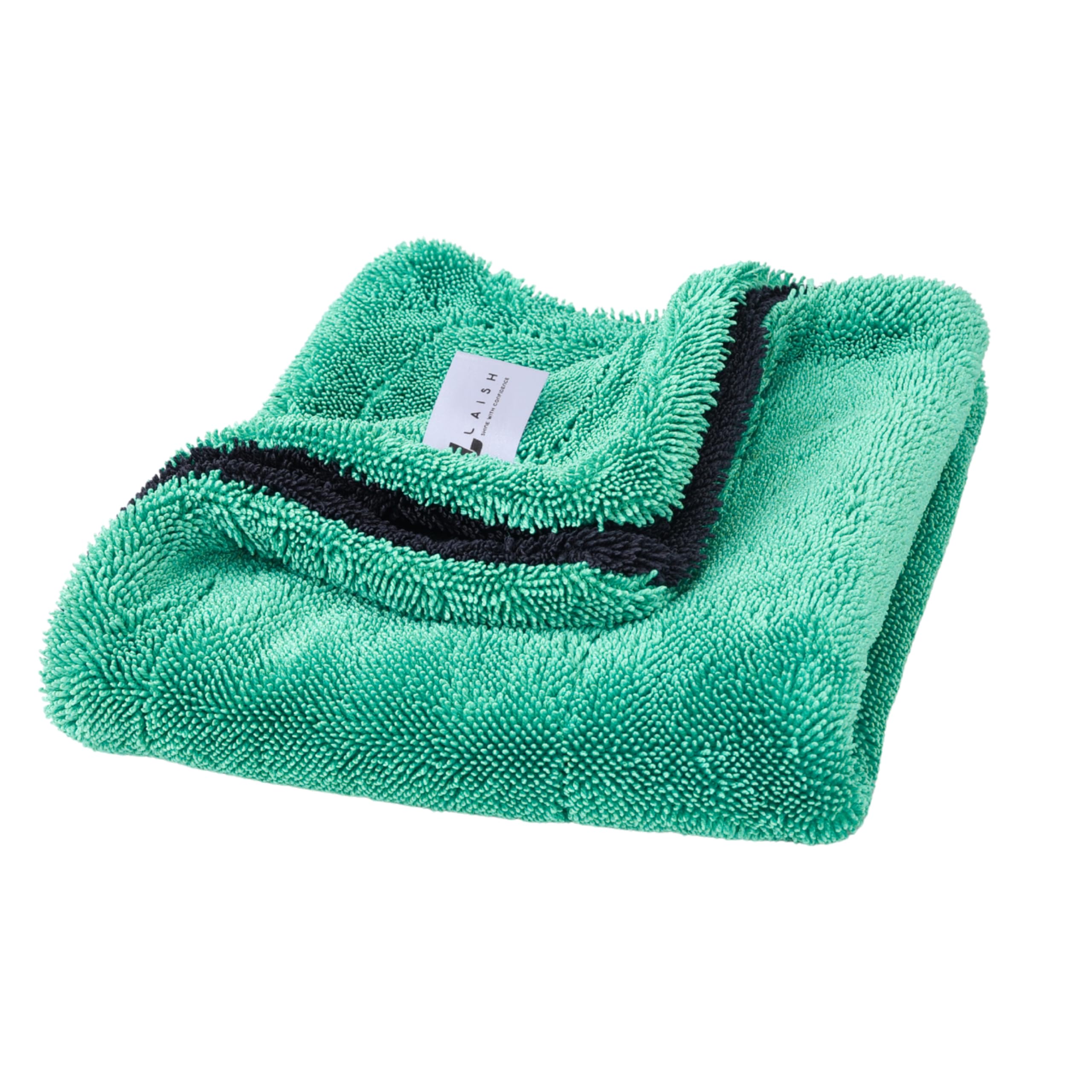 LAISH Microfiber Cloth 1 pcs 40x40 cms 1200 GSM Green Thick Lint & Streak Free Multipurpose Cloths Automotive Microfibre Towels for Car Bike Cleaning Polishing Washing & Detailing-image-2