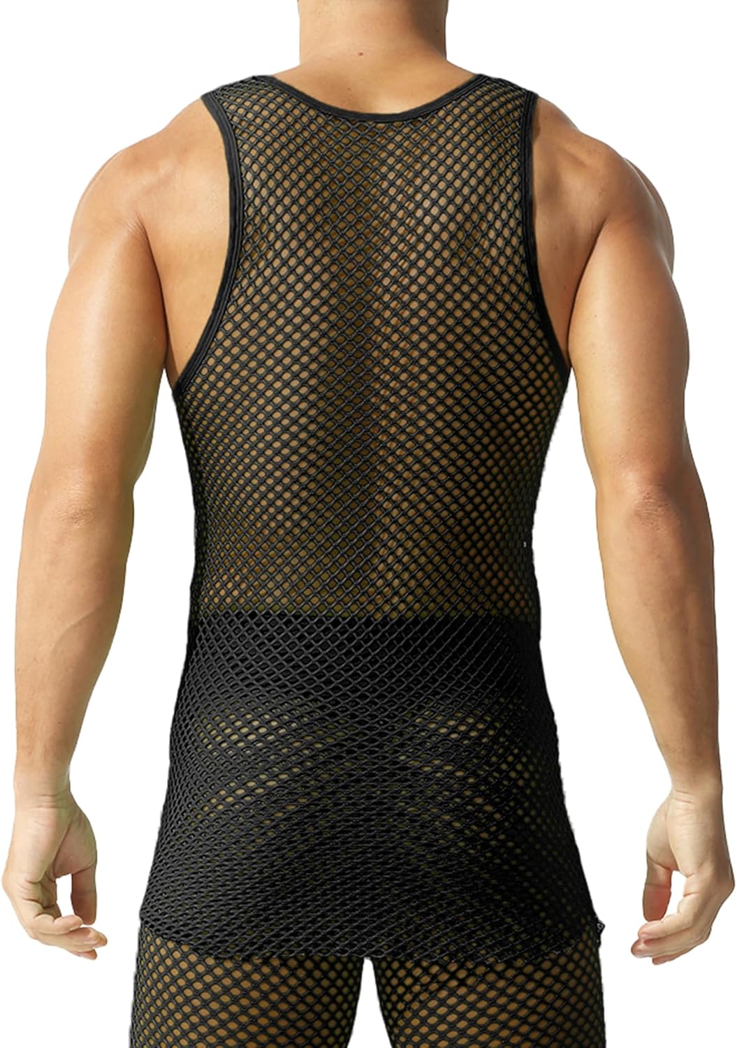 Sexy Men's T-Shirt Mesh Fishnet Sleeveless Undershirt Hollow Out Tank Top - Image 3
