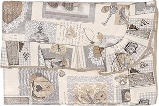 PARAMAISON Tovaglia Plastificata Rettangolare Cuore, Stile Shabby Chic, Antimacchia, Impermeabile, Tavola da Pranzo Cucina Giardino, 6 Posti 140 x 170 cm