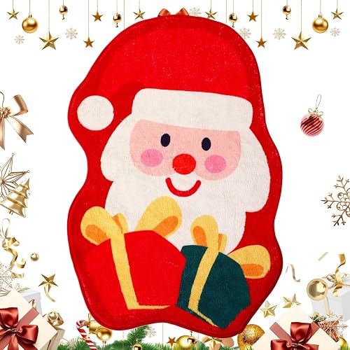 FEBSNOW Christmas Bathroom Rugs, 18.1 x 27.6 Inch Santa Wint