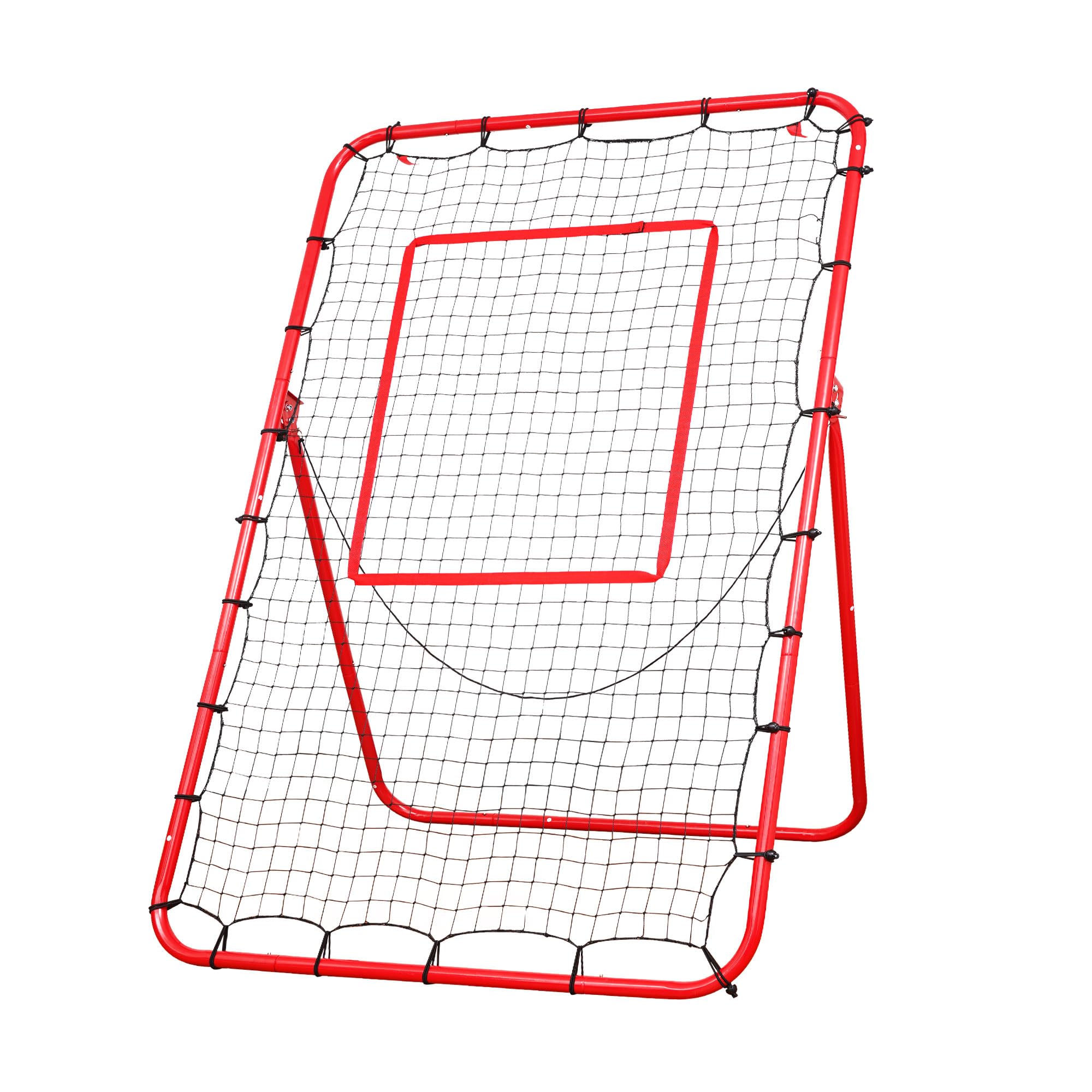 6 x 4 ft 5 Angles Adjustable Pitch Back Baseball Softball Lacrosse Rebound Net with Strike Zone Red