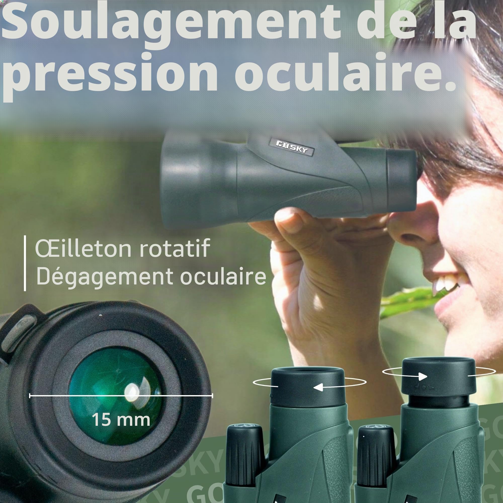 Gosky Télescope Monoculaire, Piper de la Haute Définition 12x55 pour Adultes avec Prisme BAK4 et FMC, Léger avec Adaptateur pour Smartphone Adapté à l'Observation des Oiseaux