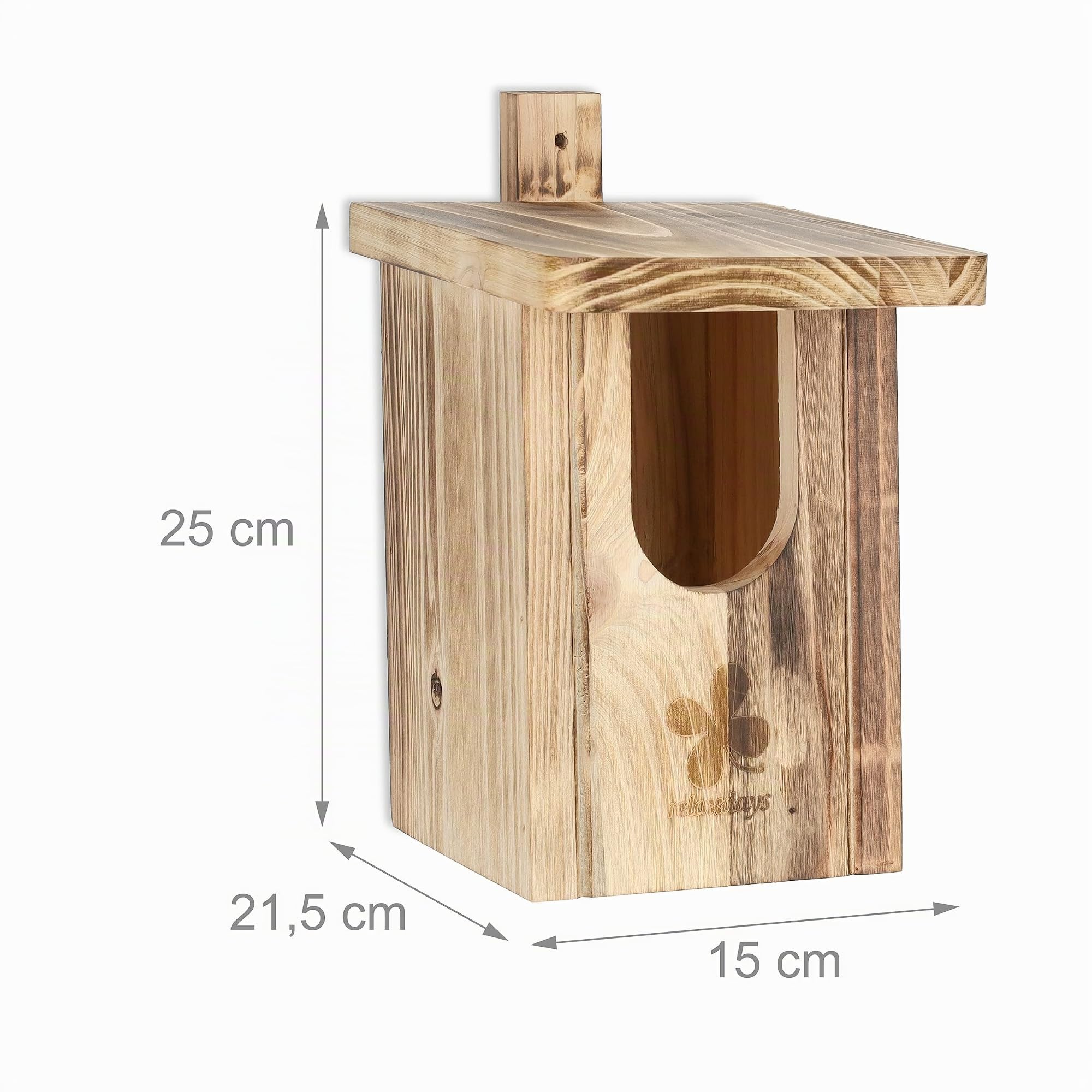 Relaxdays Caseta Nido Pájaro Colgante, Casa Anidación Aves Madera, Pajarera Agujero Entrada 95x55 mm, Natural