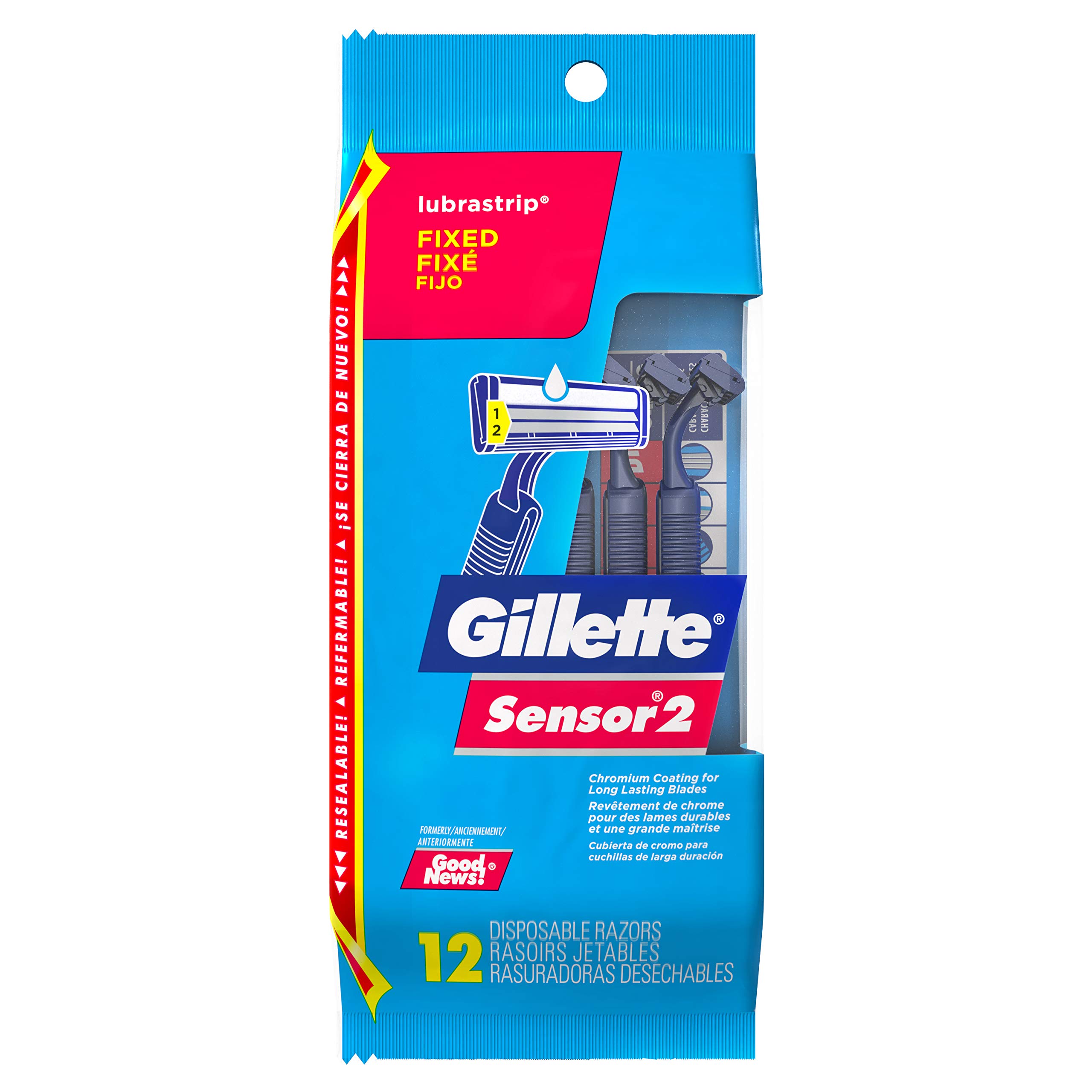 Sensor2 Men's Disposable Razors with Lubrastrip, 12 Count (Packaging May Vary)