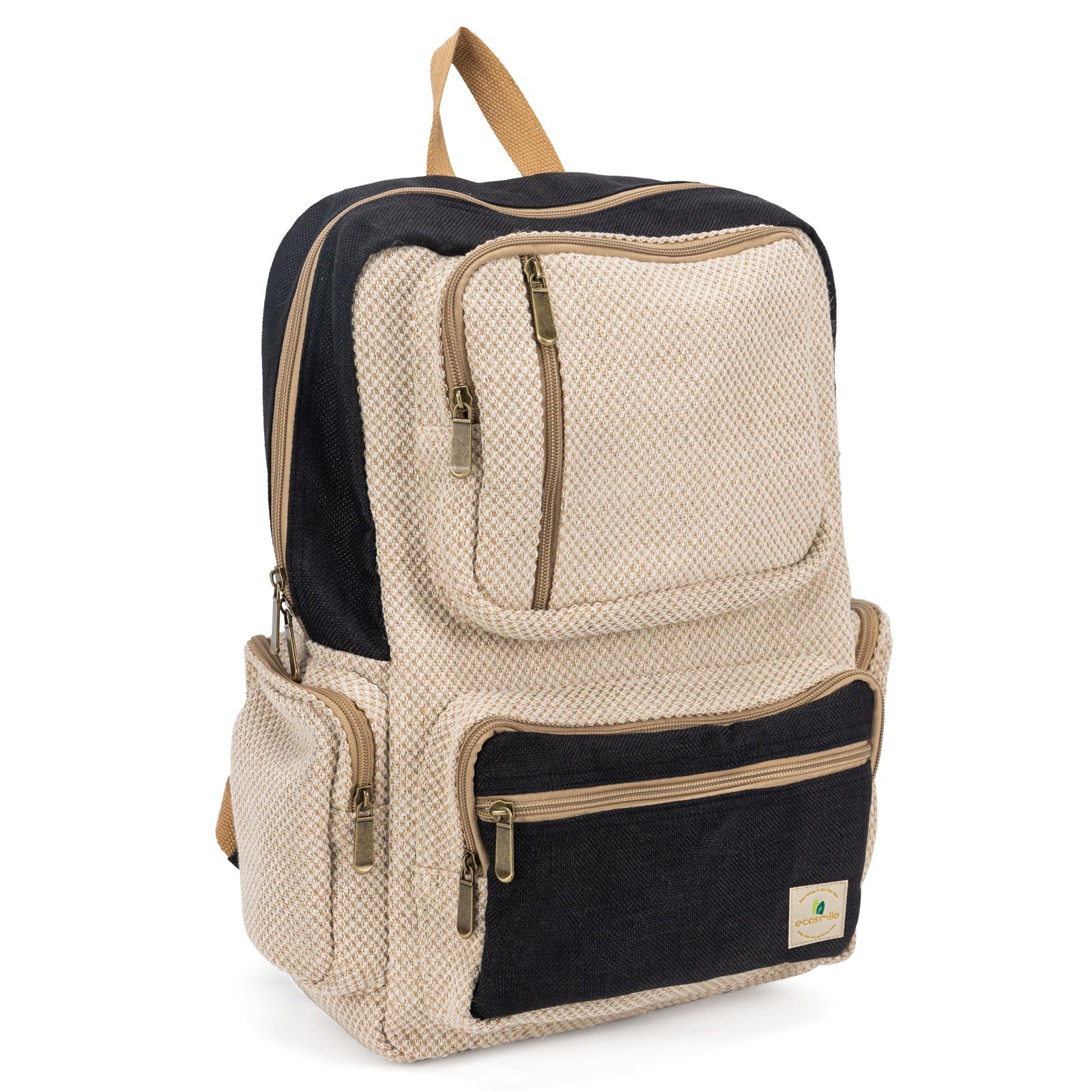 ecosmile Canvas Backpack for Women Travel Backpack for Men Vintage Bookbag Style for Casual Daypack Backpacks (Black-D)