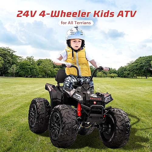 Miniatura 5 de GAOMON - Vehículo eléctrico 4WD Quad de 24 V para niños, motor potente de 4 x 80 W, con batería grande de 7 AHx2, mango de acelerador, neumáticos