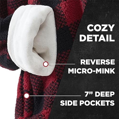 Miniatura 3 de Cathay Home Sudadera con capucha de sherpa y microvisón, de gran tamaño, color rojo, talla única