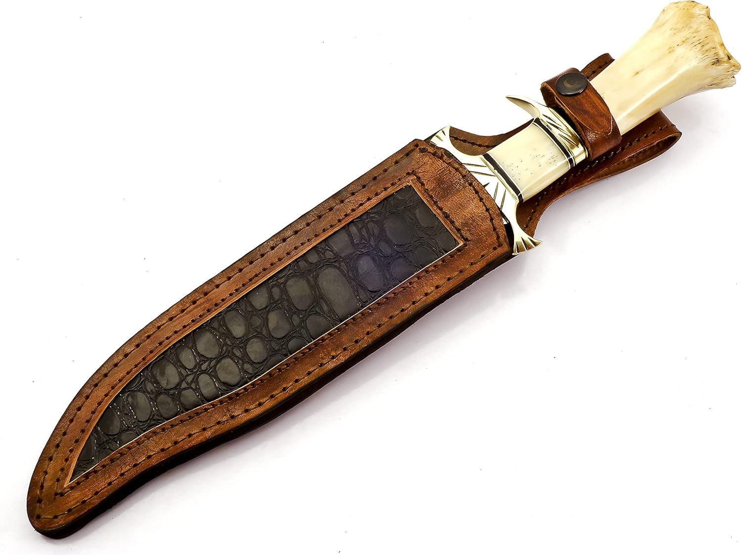 Delta :hand made Damascus steel Bowie Knife Handle Camel Bone