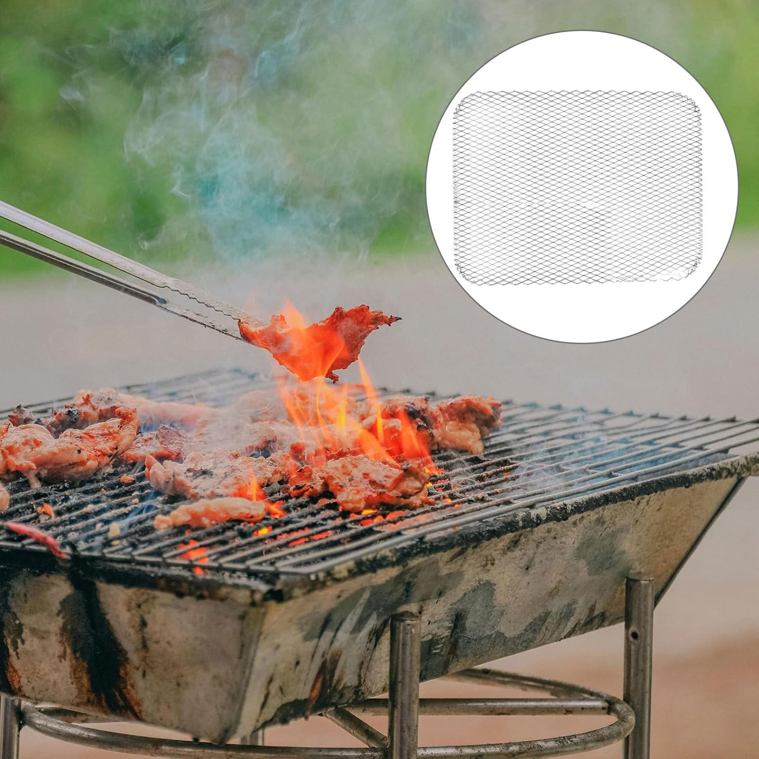Mikikit 10pcs Disposable Bbq Wire Mesh Grill Net Heavy-duty Aluminum Foil Liner for Grills for Outdoor Cooking and Camping