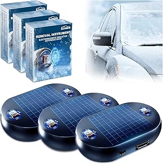 ptoso 3PCS Car Interference Antifreeze Instrument - Anti-Freeze Electromagnetic Car Snow Removal Device, Electromagnetic Snow-Melter - Solar & Rechargeable, Safe for Car Electronics, Easy to Install