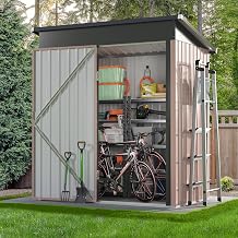 Aoxun 5x3ft (Overall Dimensions) Outdoor Storage Shed, Galvanized Metal Shed with Air Vent and Lockable Door, Tool Storage, Bike Shed, Garden Tool Storage Shed, for Patio, Lawn