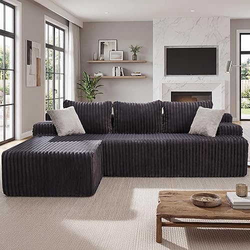 Vista 24 de Sofá modular modular – Sofá nube en forma de L con espuma viscoelástica, muebles de sala de estar convertible de 3 asientos, diván de gran