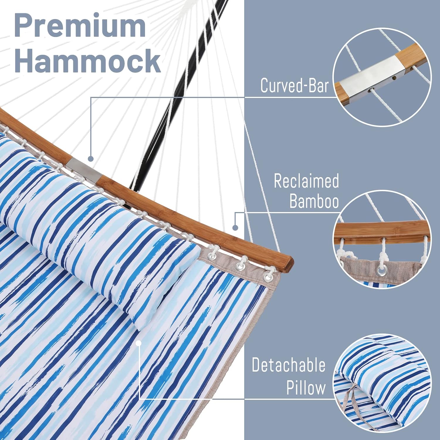 SUPERJARE Hammock with Stand and 13FT Outdoor Patio Umbrella with Base Included