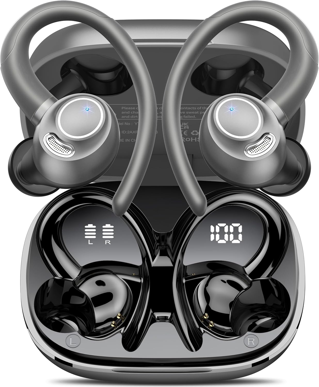 Wireless Earbuds Bluetooth 5.3 Headphones Sport, 2024 Wireless Earphones with Earhooks, HiFi Stereo Deep Bass with ENC Mic, 40H Dual LED Display, IPX7 Waterproof Ear Bud for Small Ear Running/Workout Wireless Earbuds Bluetooth 5.3 Headphones Sport, 2024 Wireless Earphones with Earhooks, HiFi Stereo Deep Bass with ENC Mic, 40H Dual LED Display, IPX7 Waterproof Ear Bud for Small Ear Running/Workout