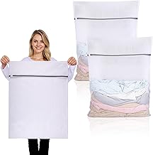 2 PCS Large Mesh Laundry Bags with Zips, 80x60cm Reusable Laundry Bags for Washing Machine Washing Bags for Laundry Delicates Wash Bags for Sweater, Coat, Lingerie, Travel Organizer(XXL, White)