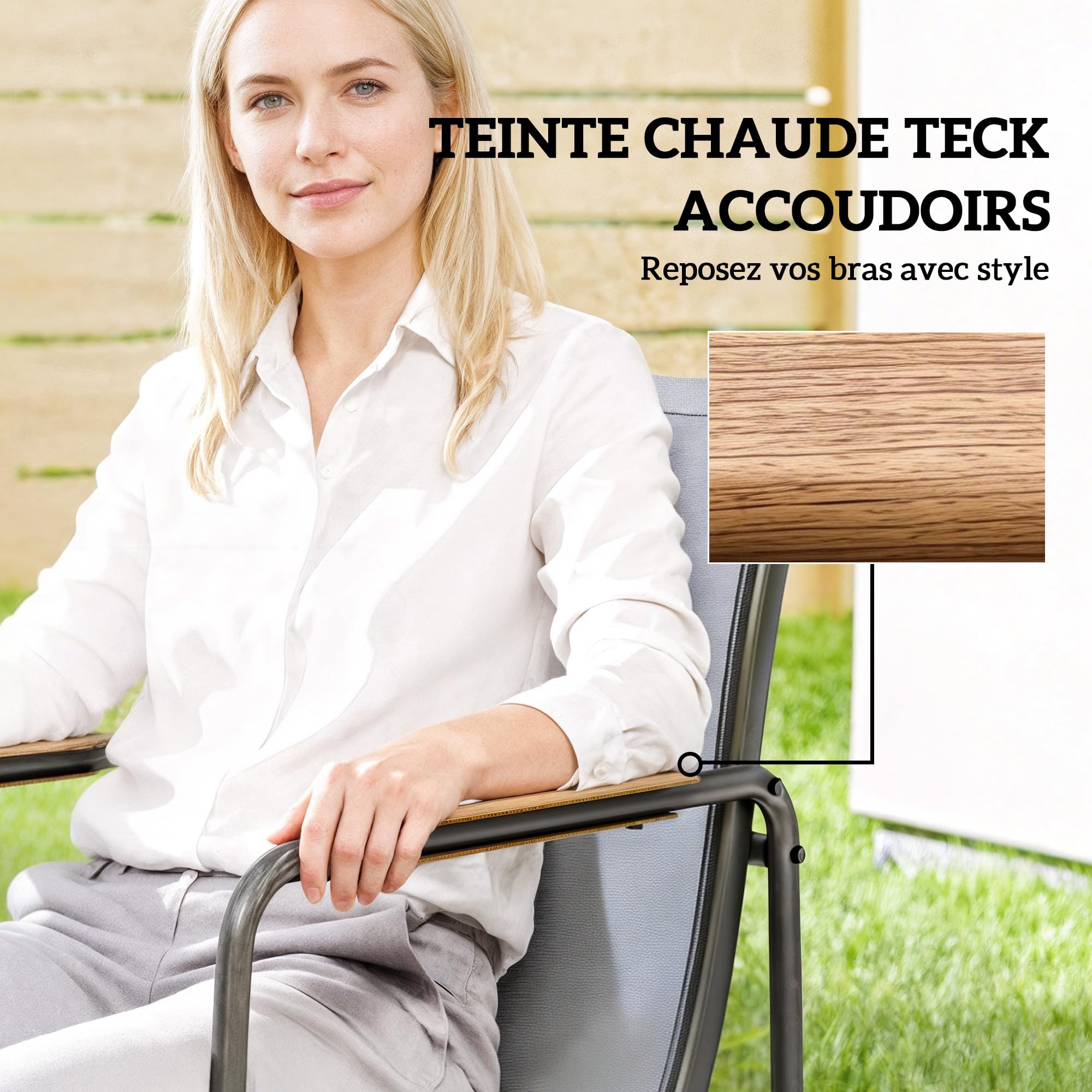 Outsunny 7-teiliges Outdoor-Esszimmer-Set für 6 Personen, Glastisch und Stühle mit dekorativen Armlehnen, Gartenmöbel aus Stahl für die Terrasse, grau