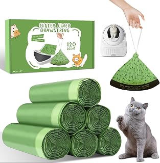 Kitcanis 120 forros de arena para gatos para caja de arena automática, 40 bolsas, color blanco