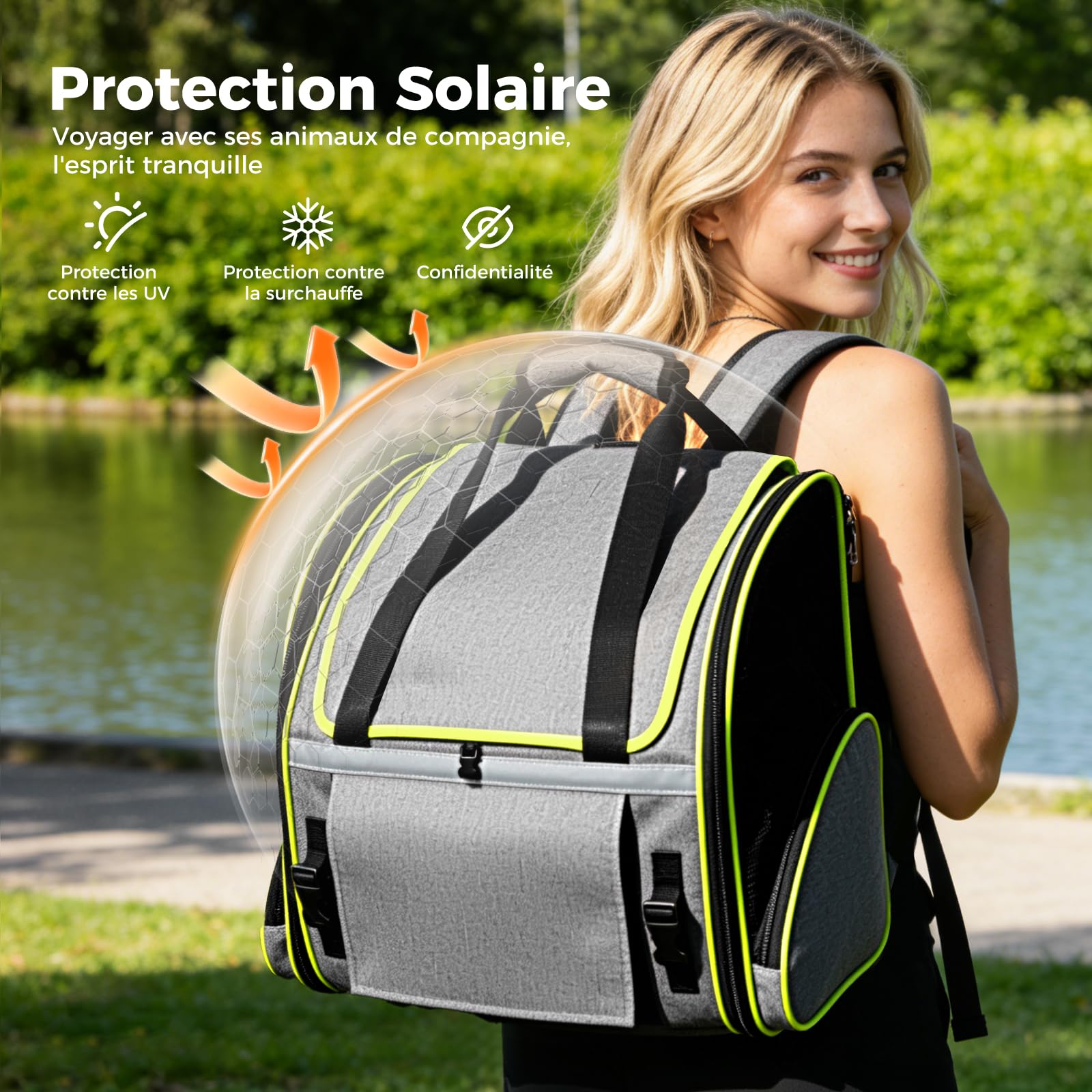 Lekesky Sac Transport Chat Petit Chien Extensible, Sac à Dos Chat Bubble avec Fenêtre en Filet, Sacs de Voyage Portable et Pliable pour Chat, Sacs Animaux Respirant et Léger, Gris