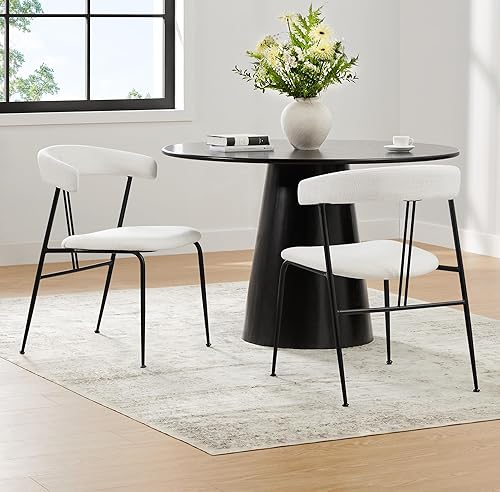 Miniatura 2 de CHITA Juego de 2 sillas de comedor modernas tapizadas, sillas de comedor con certificación FSC con patas de metal, silla de comedor de mediados de