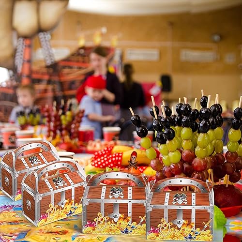 Miniatura 6 de Censen 20 piezas de decoración de cofre del tesoro pirata, caja de regalos de fiesta, caja de decoración de dulces de Halloween para actuaciones de
