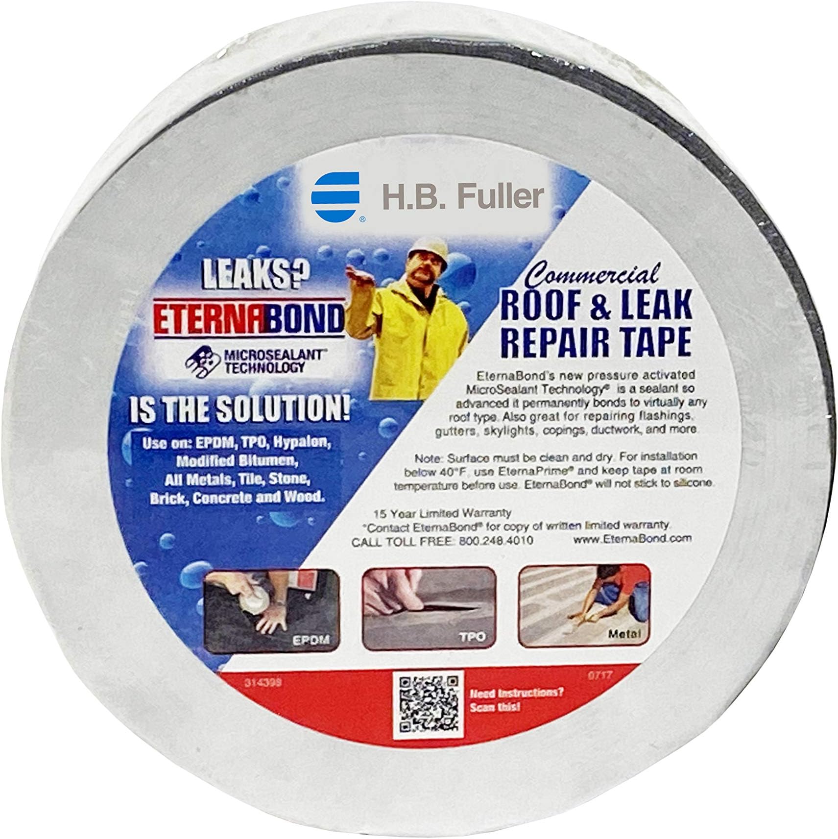 EternaBond RoofSeal Gray 2" x50' MicroSealant UV Stable RV Roof Seal Repair Tape | 35 mil Total Thickness - EB-RG020-50R - One-Step Durable, Waterproof and Airtight Sealant