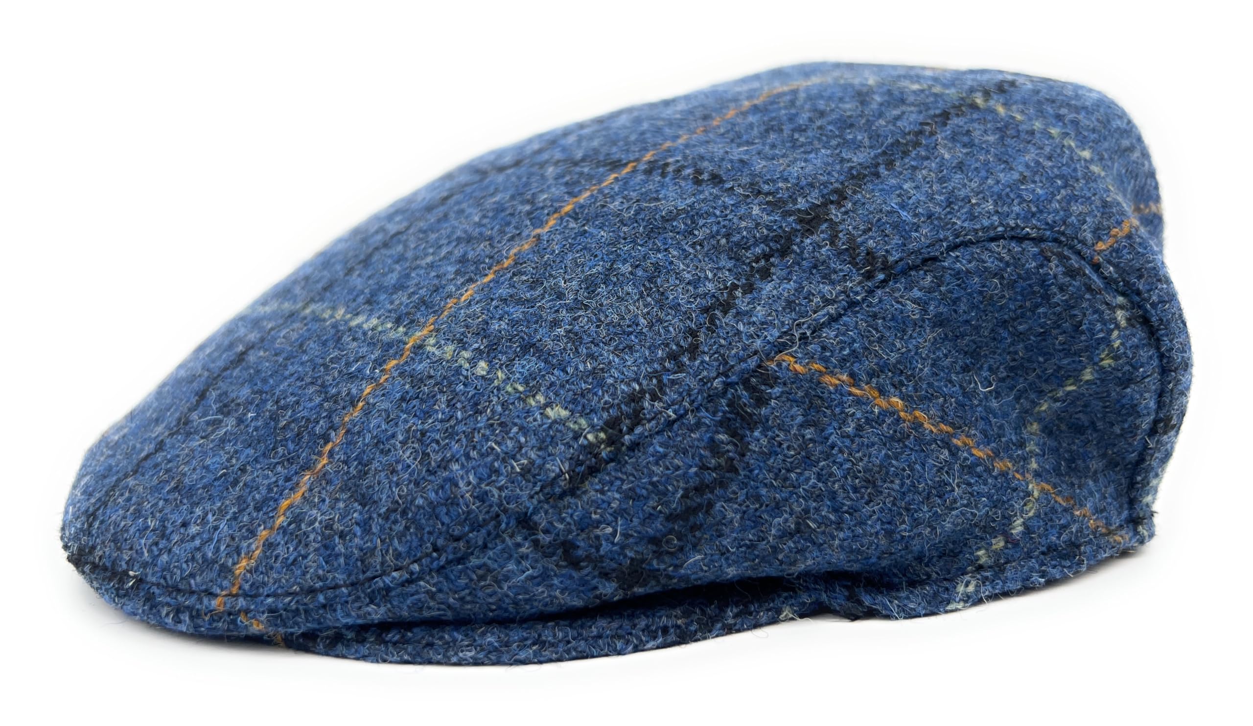 Tartan Tweeds Men's Blue Overcheck Harris Tweed Flat Cap One Size