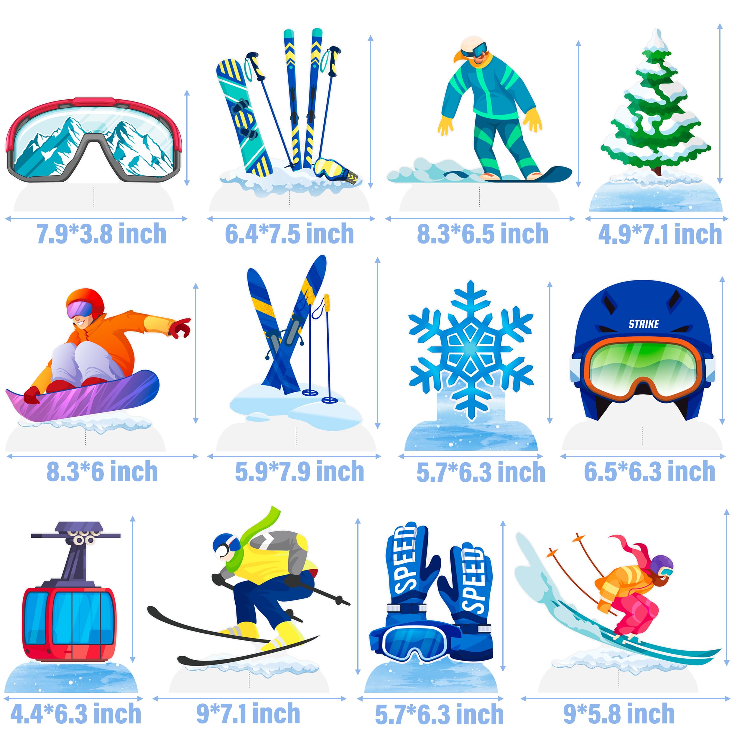 Skiing Honeycomb Centerpieces 11Pcs Ski Birthday Party Decorations Ski Party Decor for Baby Shower Winter Skiing Party Table Centerpieces Sport Skier Centerpieces for Table