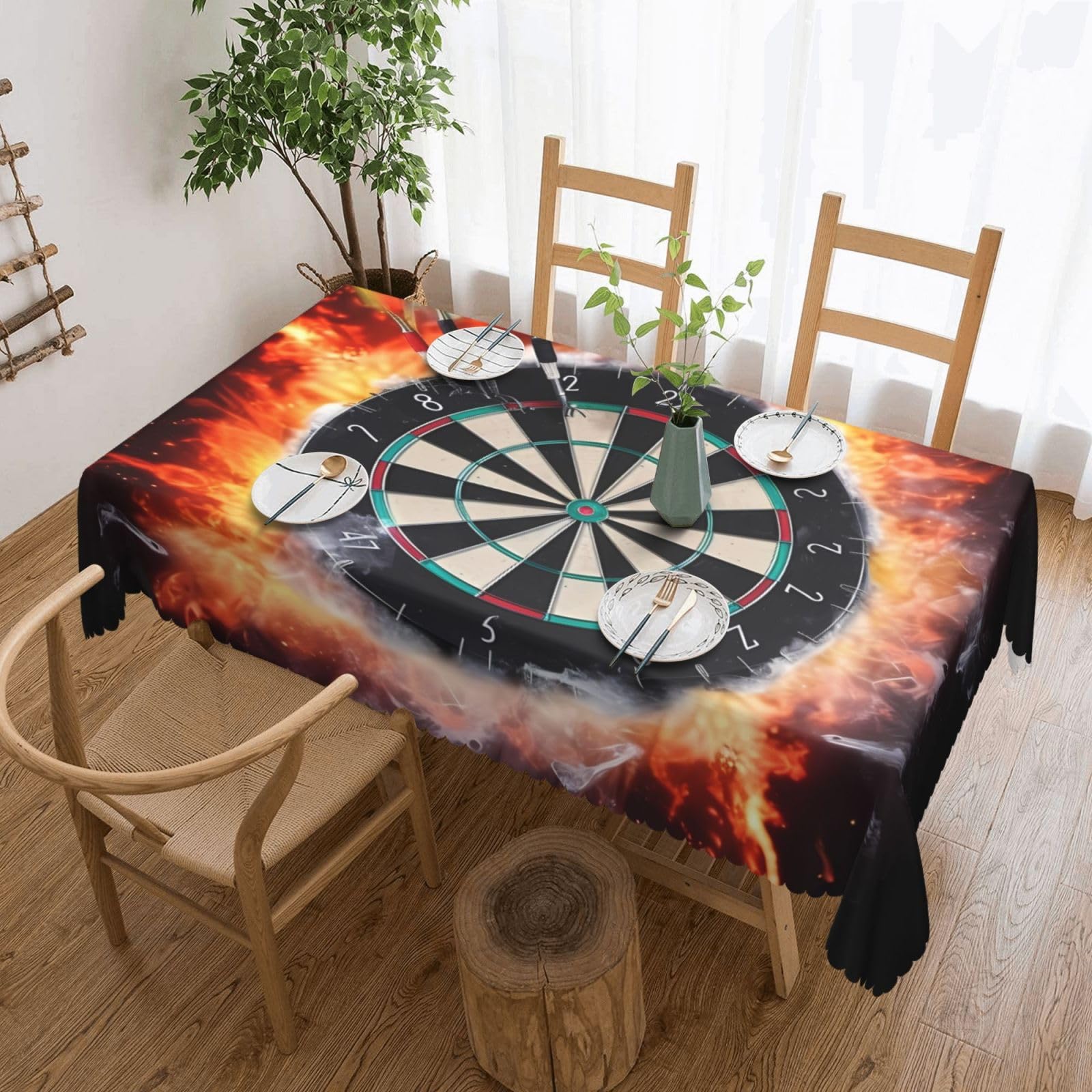 FodPand Dart Board Tablecloths for Rectangle Tables 54 x 72 Inch - Reusable Washable Dining Table Clothes - Stain and Wrinkle Resistant Decorative Fabric Table Cover for Wedding Party