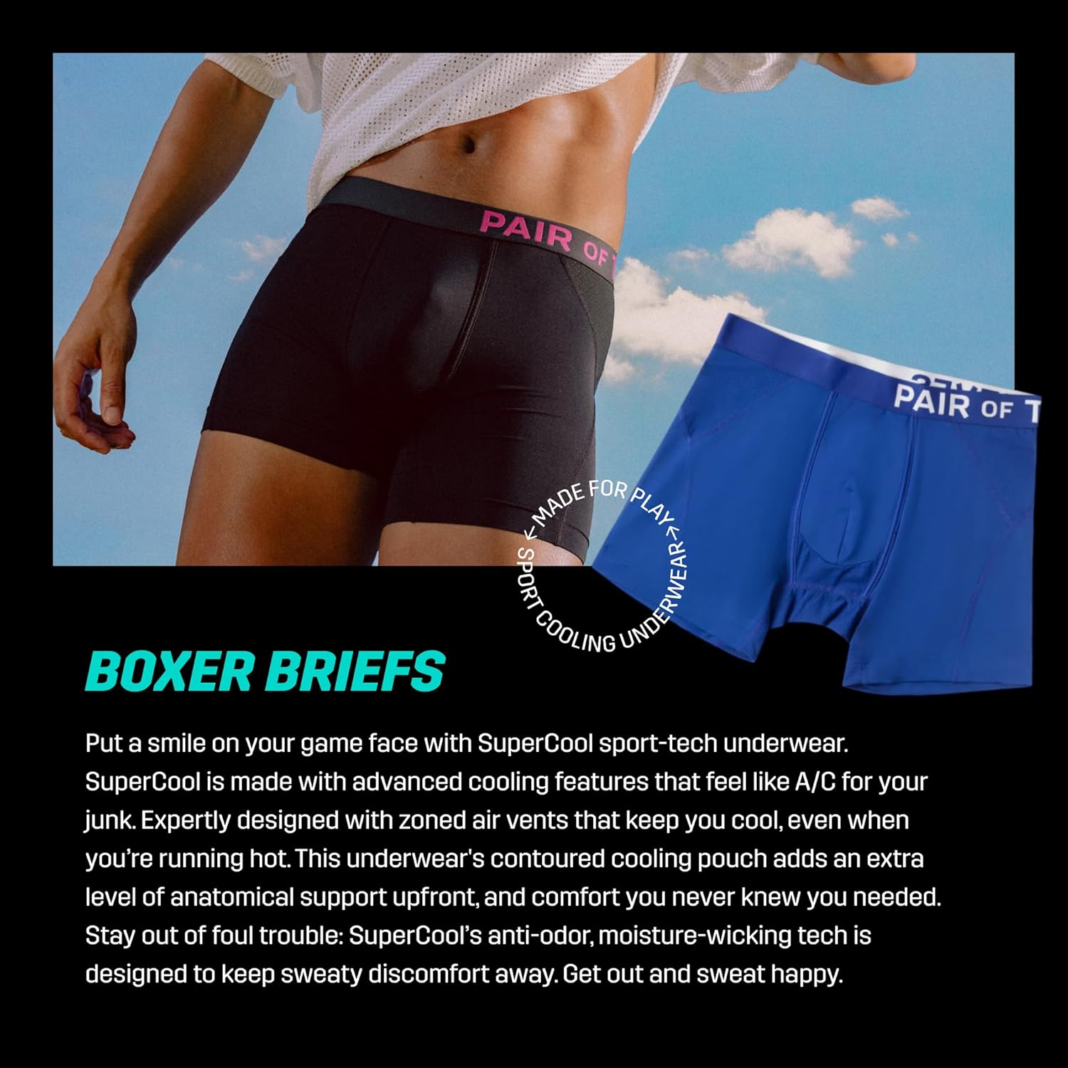 Pair of Thieves Men's SuperCool Long Boxer Brief Underwear with Vents, Supportive Pouch & Moisture-Wicking Anti-Odor Tech - Image 3