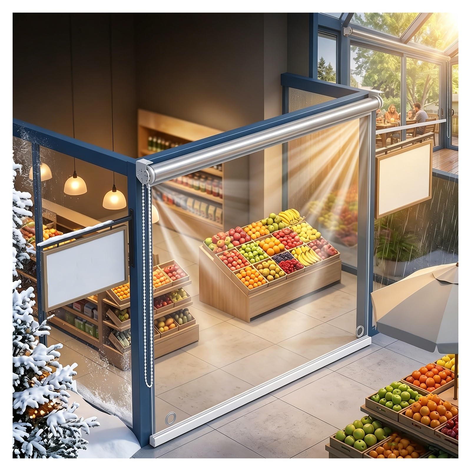Clear waterproof roll up blinds，transparent vinyl pvc roller shades，HD Transparent Roll Up Curtain，Outdoor Pergola Roller Shade Blind，Door,Home and Office(W105*H200cm/W41.33*H78.74in)