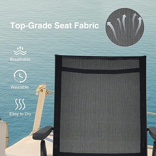 Miniatura 6 de COSTWAY 2 PCS Plegable Chaise Lounge Chair Outdoor Portable reclinable Tumbona Negro