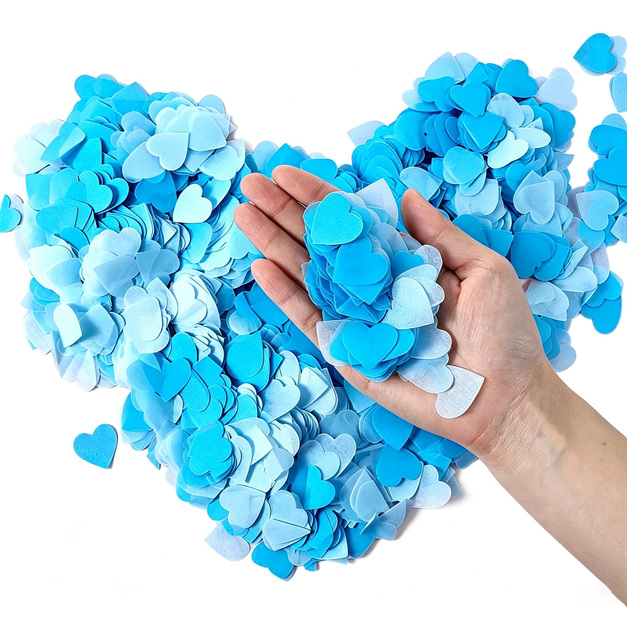 Biodegradable Blue Heart Confetti 2.5cm, 10000Pcs Dark Blue & Light Blue Paper Confetti for Wedding Toss, Valentine's Day Hen Party Table Decorations(Dark Blue & Light Blue)