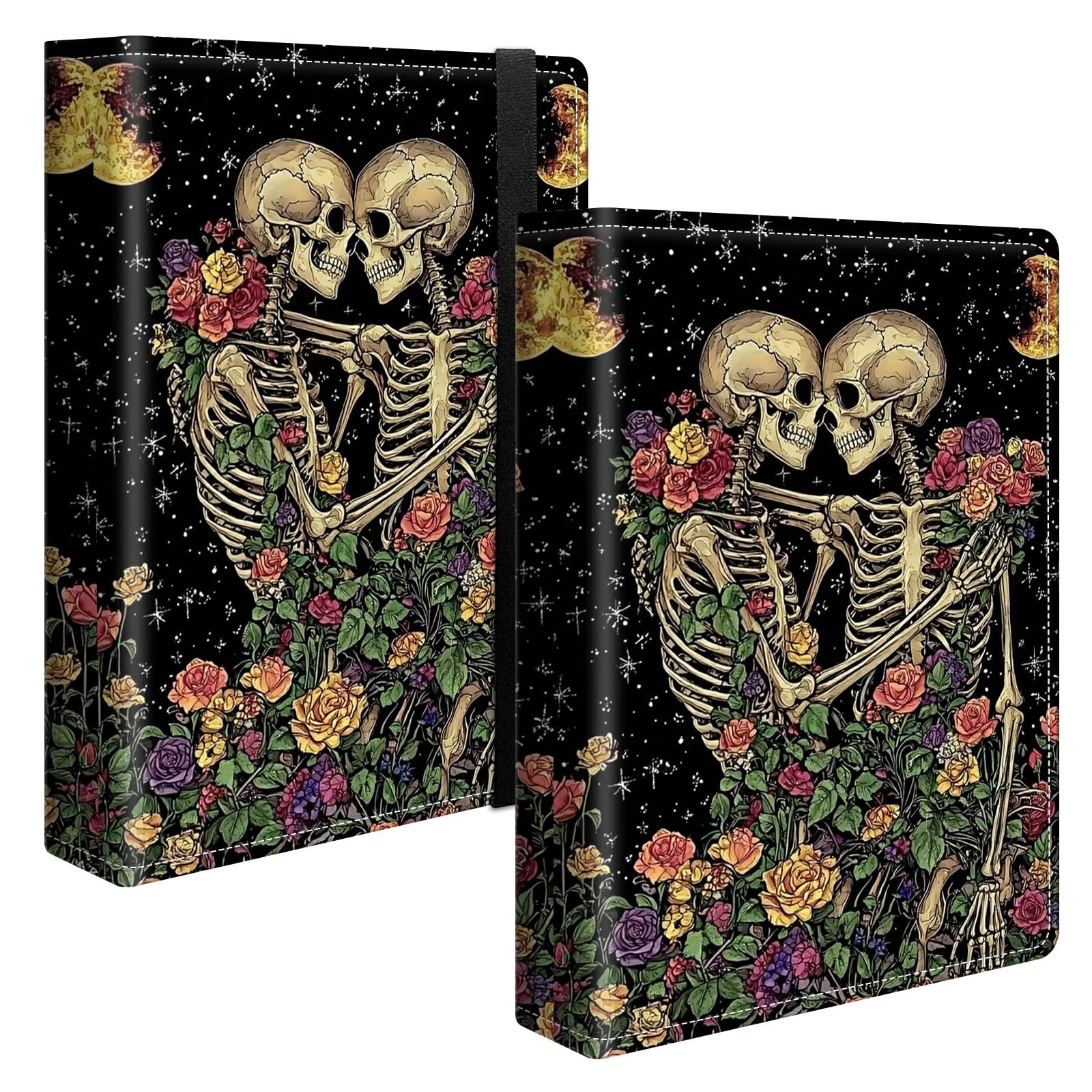 HEAKIERG Photo Album 4x6 120 Pockets Photos with Strong Elastic Band, Small Mini Albums Sheet Protector Folder for Photos, Album for Family Wedding Women Men Baby Vacation Gift, Skull Black