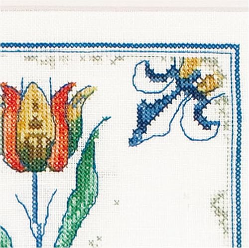 Miniatura 2 de Thea Gouverneur - Kit de punto de cruz con diseño de flores antiguas, Aida, 18 unidades, kit de bordado para adultos, hilos de bordado DMC y otros