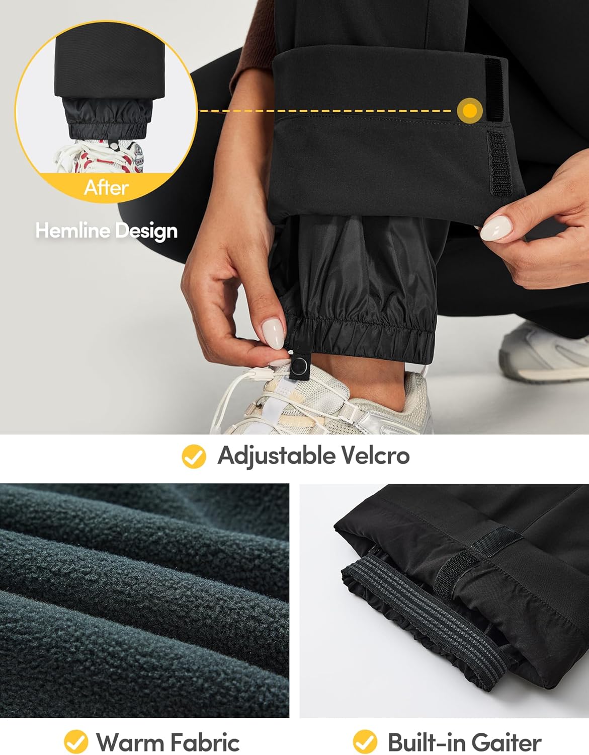 IUGA Women's Snow Ski Pants Thermal Fleece Lined Pants Waterproof Softshell Insulated Snowboarding Winter Hiking Outdoor - Image 5